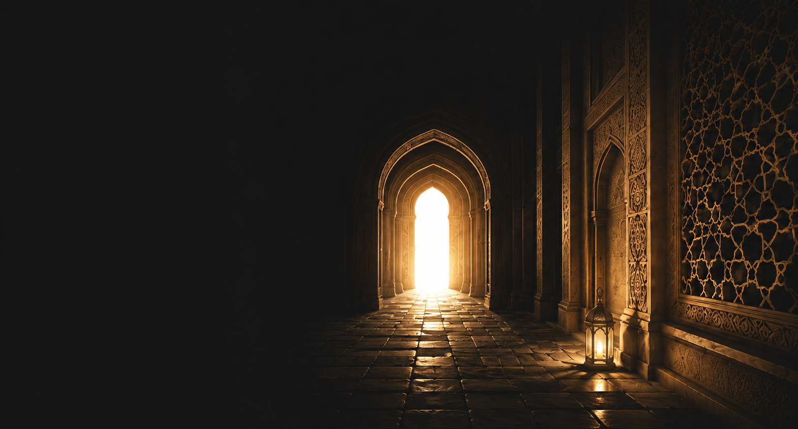 Islamic illuminated corridor background